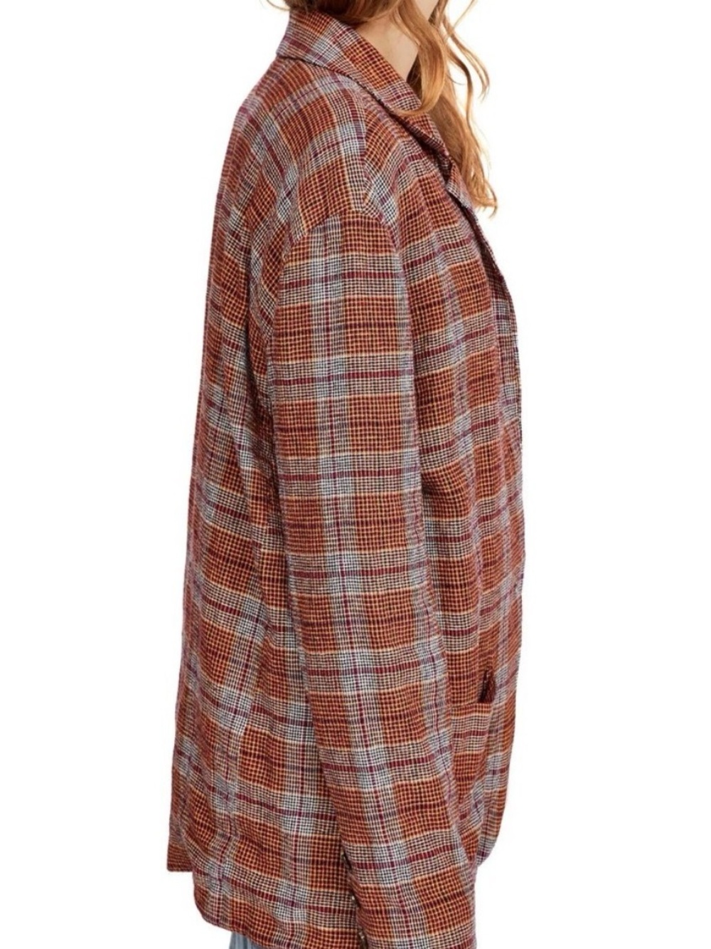 Free People Plaid Blazer Jacket in Rust Plaid - Women - Picture 2 of 6